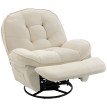 Salin Fauteuil relax pivotant inclinable chenille blanc crème