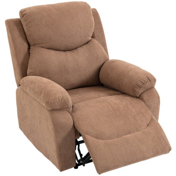 Fauteuil relax Jara inclinable manuel tissu effet lin repose pieds marron foncé