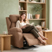 Fauteuil relax Jara inclinable manuel tissu effet lin repose pieds marron foncé