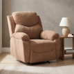 Fauteuil relax Jara inclinable manuel tissu effet lin repose pieds marron foncé