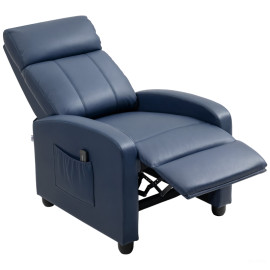 Fauteuil massant inclinable Veres cuir PU télécommande bleu foncé