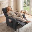 Fauteuil Massant Delioeo Inclinable Manuel Tissu Effet Lin Gris Foncé