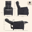 Fauteuil Massant Delioeo Inclinable Manuel Tissu Effet Lin Gris Foncé