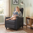 Fauteuil Massant Delioeo Inclinable Manuel Tissu Effet Lin Gris Foncé