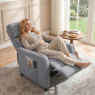 Kerac fauteuil massant inclinable manuel tissu effet lin gris clair