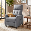 Kerac fauteuil massant inclinable manuel tissu effet lin gris clair