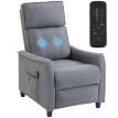 Kerac fauteuil massant inclinable manuel tissu effet lin gris clair