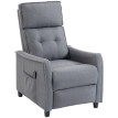 Kerac fauteuil massant inclinable manuel tissu effet lin gris clair