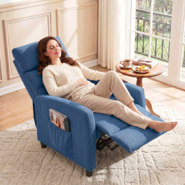 Fauteuil Torova massant inclinable manuel chenille bleu foncé