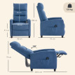 Fauteuil Torova massant inclinable manuel chenille bleu foncé