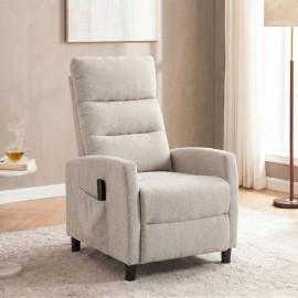 Fauteuil de relaxation Berane massage inclinable chenille crème