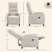 Fauteuil de relaxation Berane massage inclinable chenille crème