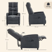 Floras fauteuil massant inclinable manuel chenille gris foncé
