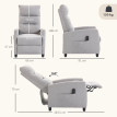 Fauteuil de massage Emiel inclinable relaxation chenille repose-pieds gris