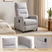 Fauteuil de massage Emiel inclinable relaxation chenille repose-pieds gris
