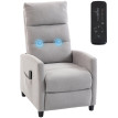 Fauteuil de massage Emiel inclinable relaxation chenille repose-pieds gris