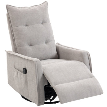 Fauteuil massant Orio inclinable chauffant pivotant chenille gris clair