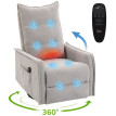 Fauteuil massant Orio inclinable chauffant pivotant chenille gris clair