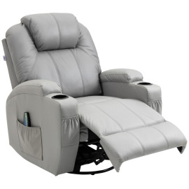 Fauteuil massage inclinable Alilos repose pieds télécommande gris