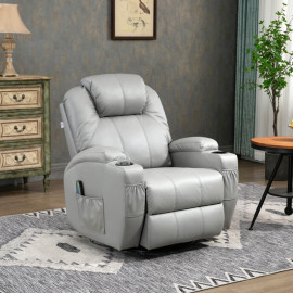 Fauteuil massage inclinable Alilos repose pieds télécommande gris