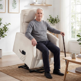 Fauteuil Melos releveur massant relax beige