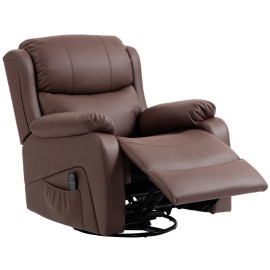 Fauteuil Relax Massant Inclinable Amrea Chauffant Repose-pieds Marron