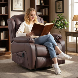 Fauteuil Relax Massant Inclinable Amrea Chauffant Repose-pieds Marron