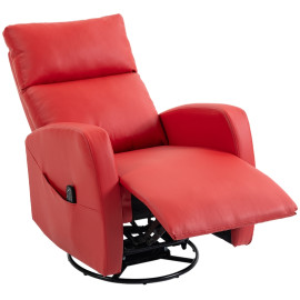 Fauteuil massant Larane inclinable chauffant pivotant rouge