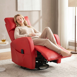 Fauteuil massant Larane inclinable chauffant pivotant rouge