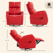 Fauteuil massant Larane inclinable chauffant pivotant rouge