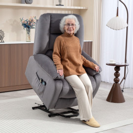 Fauteuil TV Celria aide au lever massage chaleur gris foncé
