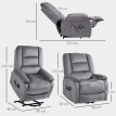 Fauteuil TV Celria aide au lever massage chaleur gris foncé