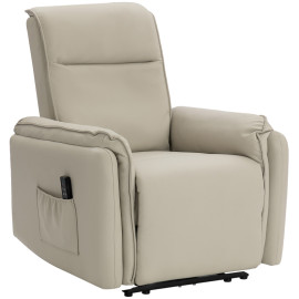 Fauteuil de massage Lorova inclinable électrique simili cuir beige