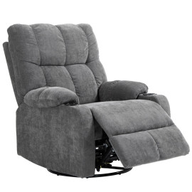 Fauteuil relaxant Valena inclinable pivotant repose-pieds gris foncé