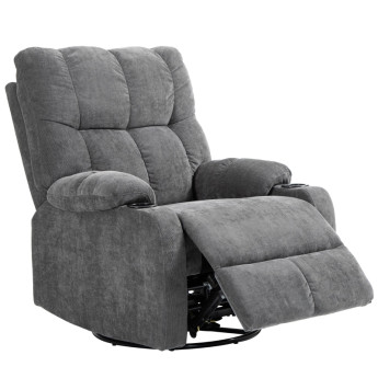 Fauteuil relaxant Valena inclinable pivotant repose-pieds gris foncé