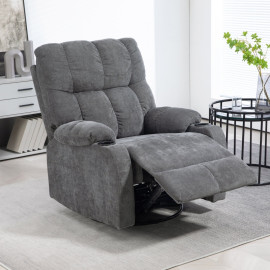 Fauteuil relaxant Valena inclinable pivotant repose-pieds gris foncé