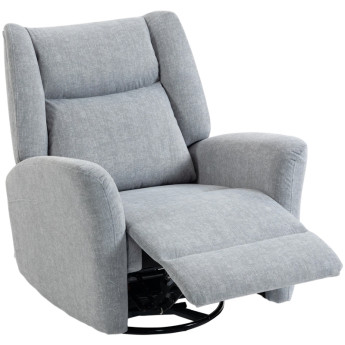 Fauteuil relax Teruon pivotant inclinable tissu anti rayures gris clair