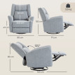 Fauteuil relax Teruon pivotant inclinable tissu anti rayures gris clair