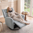 Fauteuil relax Teruon pivotant inclinable tissu anti rayures gris clair