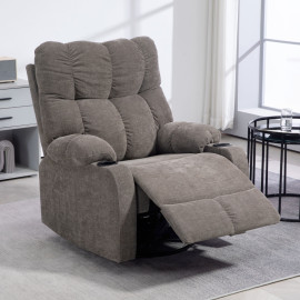 Elac fauteuil inclinable pivotant avec repose pieds marron clair