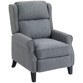 Fauteuil relax Dorria inclinable avec repose-pieds tissu effet lin gris