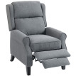 Fauteuil relax Dorria inclinable avec repose-pieds tissu effet lin gris