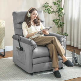 Fauteuil relax massant Florven inclinable chauffage repose-pieds gris