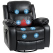 Fauteuil relax massant Palaray à vibration et dossier inclinable noir
