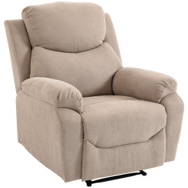 Doreral fauteuil relax manuel tissu aspect lin beige
