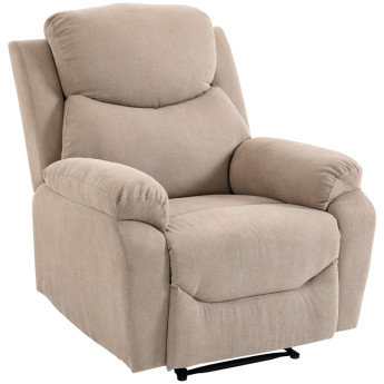Doreral fauteuil relax manuel tissu aspect lin beige