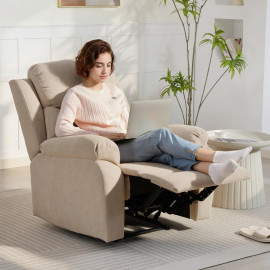 Doreral fauteuil relax manuel tissu aspect lin beige