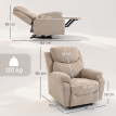 Doreral fauteuil relax manuel tissu aspect lin beige