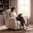 Doreral fauteuil relax manuel tissu aspect lin beige