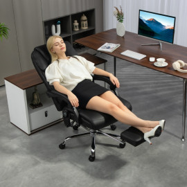 Chaise de bureau Yles massante chauffante inclinable repose pieds noir